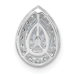 14k White Gold 1 1/5 carat Lab Grown Diamond VS+ F+ Pear Complete Halo Chain Slide Pendant