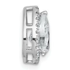 14k White Gold 1 3/4 carat Lab Grown Diamond VS+ F+ Pear Complete Halo Chain Slide Pendant