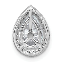 14k White Gold 1 3/4 carat Lab Grown Diamond VS+ F+ Pear Complete Halo Chain Slide Pendant