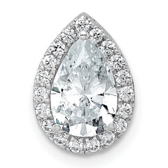 14k White Gold 1 3/4 carat Certified Lab Grown Diamond VS+ F+ Pear Complete Halo Chain Slide Pendant
