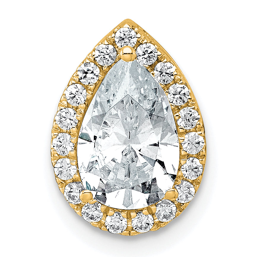 14k 1 3/4 carat Certified Lab Grown Diamond VS+ F+ Pear Complete Halo Chain Slide Pendant