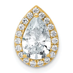 14k 1 3/4 carat Lab Grown Diamond VS+ F+ Pear Complete Halo Chain Slide Pendant