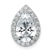 14k White Gold 2 3/4 carat Certified Lab Grown Diamond VS+ F+ Pear Complete Halo Chain Slide Pendant