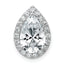 14k White Gold 2 3/4 carat Lab Grown Diamond VS+ F+ Pear Complete Halo Chain Slide Pendant