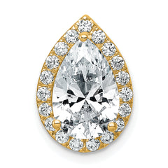 14k 2 3/4 carat Lab Grown Diamond VS+ F+ Pear Complete Halo Chain Slide Pendant