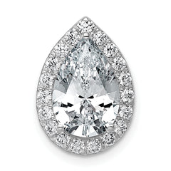 14k White Gold 3 3/8 carat Lab Grown Diamond VS+ F+ Pear Complete Halo Chain Slide Pendant