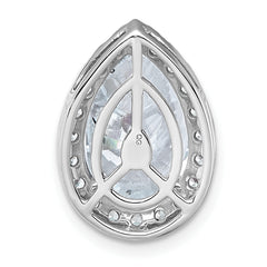 14k White Gold 4 1/2 carat Certified Lab Grown Diamond VS+ F+ Pear Complete Halo Chain Slide Pendant