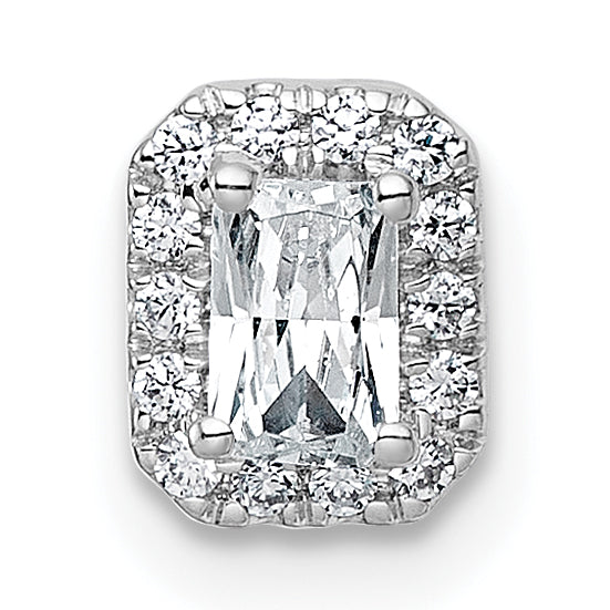 14k White Gold 1/3 carat Lab Grown Diamond VS+ F+ Emerald Complete Halo Chain Slide Pendant