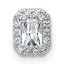 14k White Gold 1/3 carat Lab Grown Diamond VS+ F+ Emerald Complete Halo Chain Slide Pendant