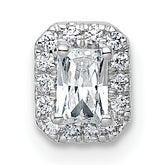 14k White Gold 1/3 carat Lab Grown Diamond VS+ F+ Emerald Complete Halo Chain Slide Pendant