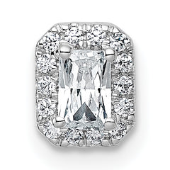 14k White Gold 1/3 carat Lab Grown Diamond VS+ F+ Emerald Complete Halo Chain Slide Pendant