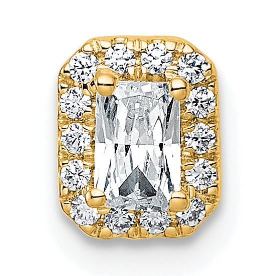 14k 1/3 carat Lab Grown Diamond VS+ F+ Emerald Complete Halo Chain Slide Pendant