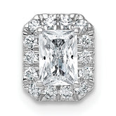 14k White Gold 5/8 carat Lab Grown Diamond VS+ F+ Emerald Complete Halo Chain Slide Pendant