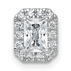 14k White Gold 5/8 carat Lab Grown Diamond VS+ F+ Emerald Complete Halo Chain Slide Pendant