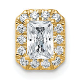 14k 5/8 carat Lab Grown Diamond VS+ F+ Emerald Complete Halo Chain Slide Pendant