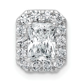 14k White Gold 1 1/3 carat Lab Grown Diamond VS+ F+ Emerald Complete Halo Chain Slide Pendant