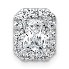 14k White Gold 1 1/3 carat Lab Grown Diamond VS+ F+ Emerald Complete Halo Chain Slide Pendant