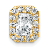 14k 1 1/3 carat Certified Lab Grown Diamond VS+ F+ Emerald Complete Halo Chain Slide Pendant