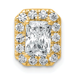 14k 1 1/3 carat Certified Lab Grown Diamond VS+ F+ Emerald Complete Halo Chain Slide Pendant