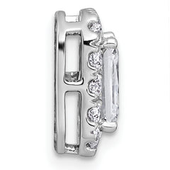 14k White Gold 2 carat Lab Grown Diamond VS+ F+ Emerald Complete Halo Chain Slide Pendant