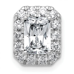 14k White Gold 2 carat Lab Grown Diamond VS+ F+ Emerald Complete Halo Chain Slide Pendant