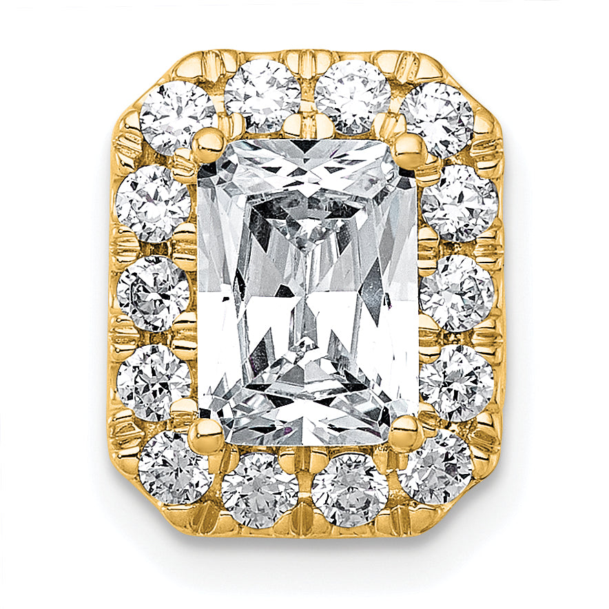 14k 2 carat Lab Grown Diamond VS+ F+ Emerald Complete Halo Chain Slide Pendant