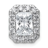 14k White Gold 2 7/8 carat Lab Grown Diamond VS+ F+ Emerald Complete Halo Chain Slide Pendant