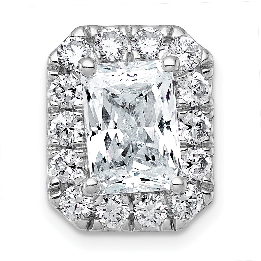 14k White Gold 3 1/2 carat Lab Grown Diamond VS+ F+ Emerald Complete Halo Chain Slide Pendant