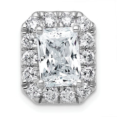 14k White Gold 3 1/2 carat Lab Grown Diamond VS+ F+ Emerald Complete Halo Chain Slide Pendant