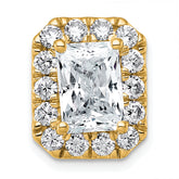 14k 3 1/2 carat Certified Lab Grown Diamond VS+ F+ Emerald Complete Halo Chain Slide Pendant