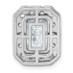 14k White Gold 4 1/3 carat Lab Grown Diamond VS+ F+ Emerald Complete Halo Chain Slide Pendant