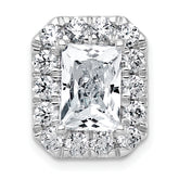 14k White Gold 4 1/3 carat Certified Lab Grown Diamond VS+ F+ Emerald Complete Halo Chain Slide Pendant