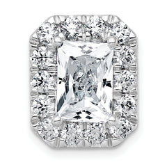 14k White Gold 4 1/3 carat Lab Grown Diamond VS+ F+ Emerald Complete Halo Chain Slide Pendant