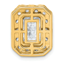 14k 4 1/3 carat Lab Grown Diamond VS+ F+ Emerald Complete Halo Chain Slide Pendant