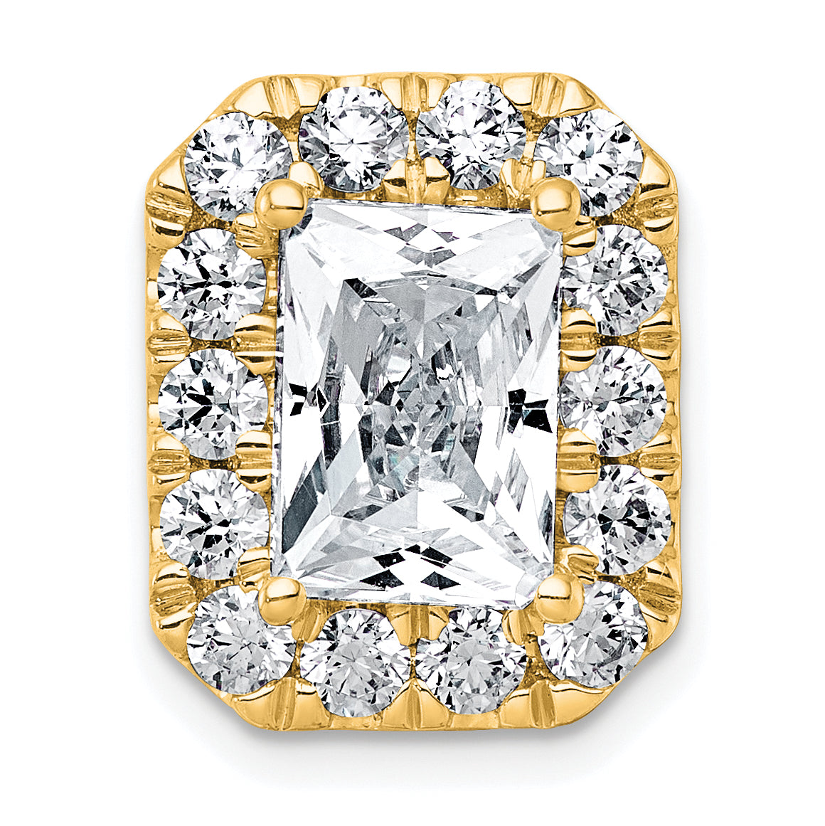 14k 4 1/3 carat Certified Lab Grown Diamond VS+ F+ Emerald Complete Halo Chain Slide Pendant