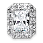 14k White Gold 5 1/2 carat Certified Lab Grown Diamond VS+ F+ Emerald Complete Halo Chain Slide Pendant