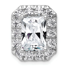 14k White Gold 5 1/2 carat Lab Grown Diamond VS+ F+ Emerald Complete Halo Chain Slide Pendant