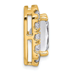 14k 5 1/2 carat Certified Lab Grown Diamond VS+ F+ Emerald Complete Halo Chain Slide Pendant