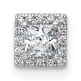 14k White Gold 1/3 carat Lab Grown Diamond VS+ F+ Princess Complete Halo Chain Slide Pendant