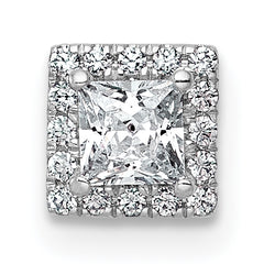 14k White Gold 1/3 carat Lab Grown Diamond VS+ F+ Princess Complete Halo Chain Slide Pendant