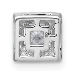 14k White Gold 5/8 carat Lab Grown Diamond VS+ F+ Princess Complete Halo Chain Slide Pendant