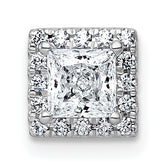 14k White Gold 5/8 carat Lab Grown Diamond VS+ F+ Princess Complete Halo Chain Slide Pendant