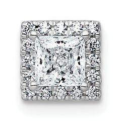 14k White Gold 5/8 carat Lab Grown Diamond VS+ F+ Princess Complete Halo Chain Slide Pendant