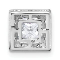 14k White Gold 1 1/4 carat Lab Grown Diamond VS+ F+ Princess Complete Halo Chain Slide Pendant