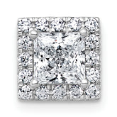 14k White Gold 1 1/4 carat Lab Grown Diamond VS+ F+ Princess Complete Halo Chain Slide Pendant