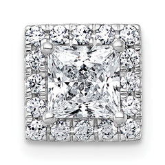 14k White Gold 1 1/4 carat Lab Grown Diamond VS+ F+ Princess Complete Halo Chain Slide Pendant