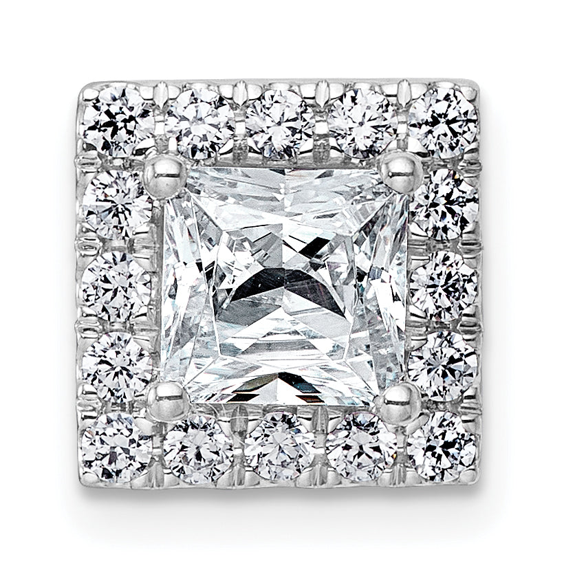 14k White Gold 1 7/8 carat Certified Lab Grown Diamond VS+ F+ Princess Complete Halo Chain Slide Pendant
