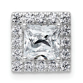 14k White Gold 1 7/8 carat Lab Grown Diamond VS+ F+ Princess Complete Halo Chain Slide Pendant