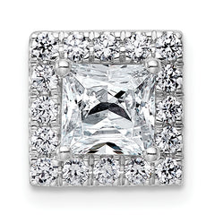 14k White Gold 1 7/8 carat Certified Lab Grown Diamond VS+ F+ Princess Complete Halo Chain Slide Pendant