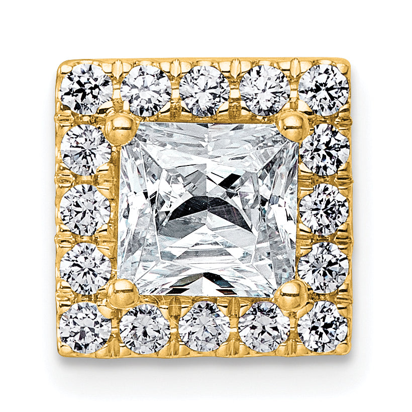 14k 1 7/8 carat Certified Lab Grown Diamond VS+ F+ Princess Complete Halo Chain Slide Pendant